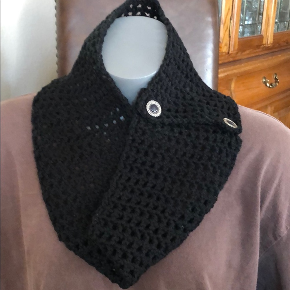 Black neck warmer cowl scarf